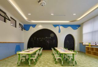 高端幼儿园室内黑板背景墙装修图片