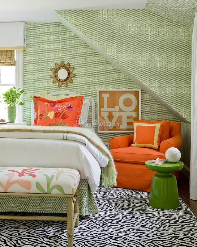 欧式风格绿色家居卧室装饰设计图片2023