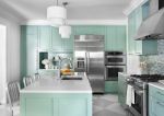欧式家居厨房绿色橱柜整体装饰设计图片