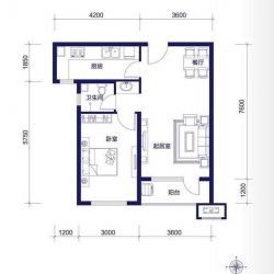B2一室两厅一卫72.57平米户型图