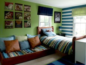 家居儿童房间墙壁绿色装饰设计图片