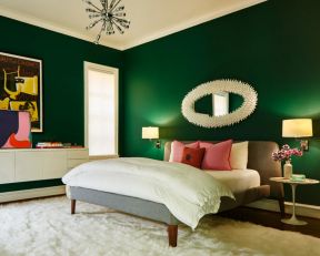 家庭主卧室绿色家居墙面装饰设计图片欣赏