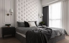 现代轻奢116平米三居卧室软包墙设计图
