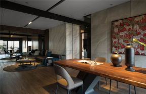 现代简约风格160平四居室餐厅长餐桌设计图片