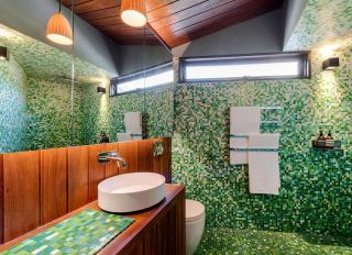 家居卫生间马赛克墙砖绿色装饰设计图片