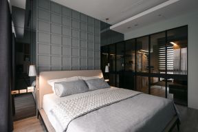 153平米现代简约三居室卧室床头墙设计效果图片
