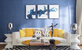 温馨现代简约104平米三居客厅沙发背景墙设计图片