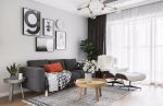 现代北欧风格140㎡四居室客厅沙发墙设计图