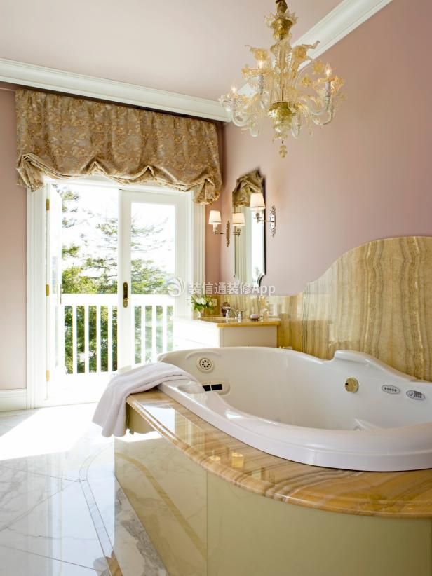 简欧风格别墅浴室按摩浴缸设计图