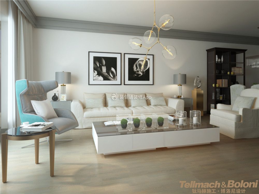 现代风格167平米小型别墅客厅沙发墙装修效果图