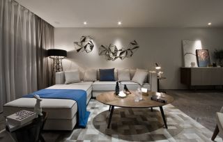 现代风格两居样板房客厅转角沙发装修效果图 