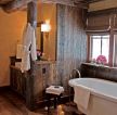 中式乡村风格家装卫浴间浴缸摆放图片