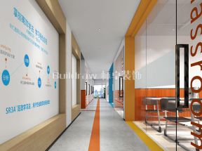 现代风格3000平米学校走廊背景墙设计效果图