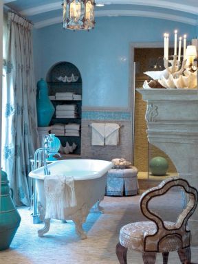 法式浴室装修效果图 浴室浴缸图片设计 