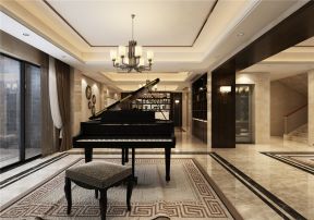 高尔夫庄园900平别墅新中式风格钢琴房装修设计效果