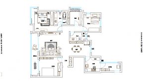 170平米三居室户型设计图纸