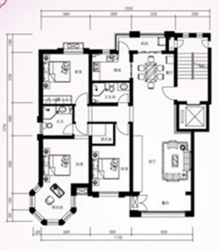 140平米三居室家装户型设计图