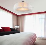 116平米现代风格卧室纯色窗帘装修设计图片