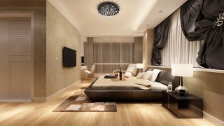 116平米现代风格卧室浅色木地板设计装修效果图