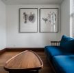 别墅家居休闲客厅蓝色沙发装修效果图