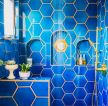 4平米时尚卫浴间蓝色异形瓷砖背景墙设计图片
