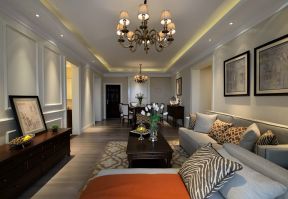 95平米三居室现代美式风格客厅吊灯装潢效果图