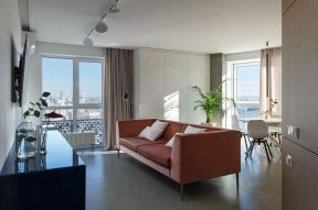 98平米小户型家庭客厅粉色沙发装修图片 