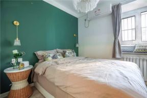 北欧风格60平米小户型卧室绿色墙面家装图片