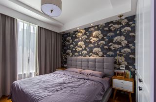 98平米小户型古典卧室床头壁纸装修效果图 