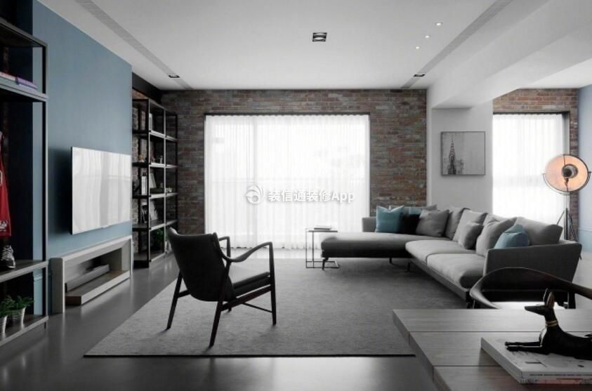 130平方现代风格灰色客厅装修设计图