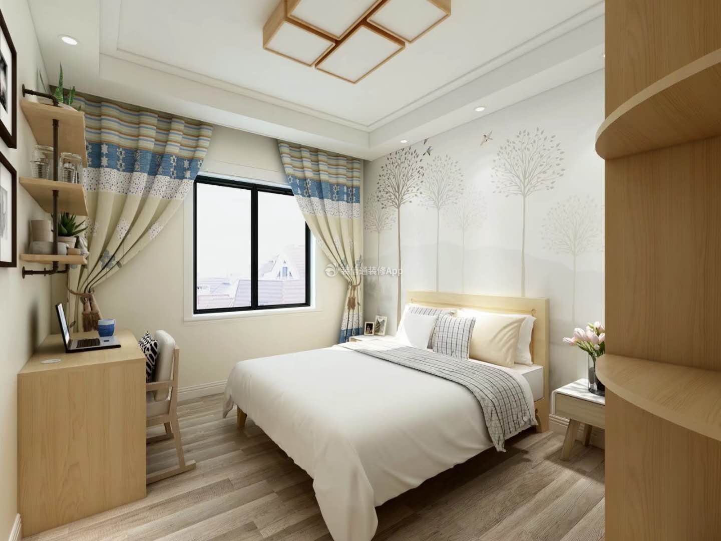 简约日式风格100平小户型卧室窗户设计效果图