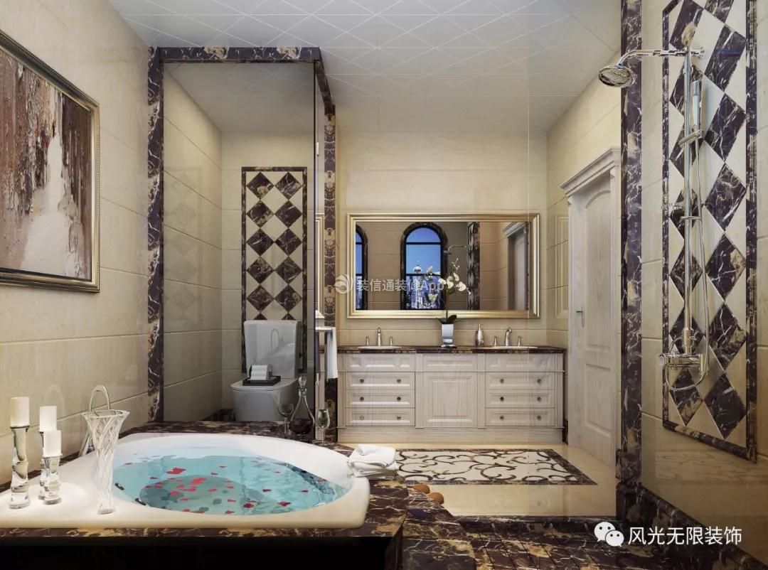 美式风格334平米别墅浴室装修效果图
