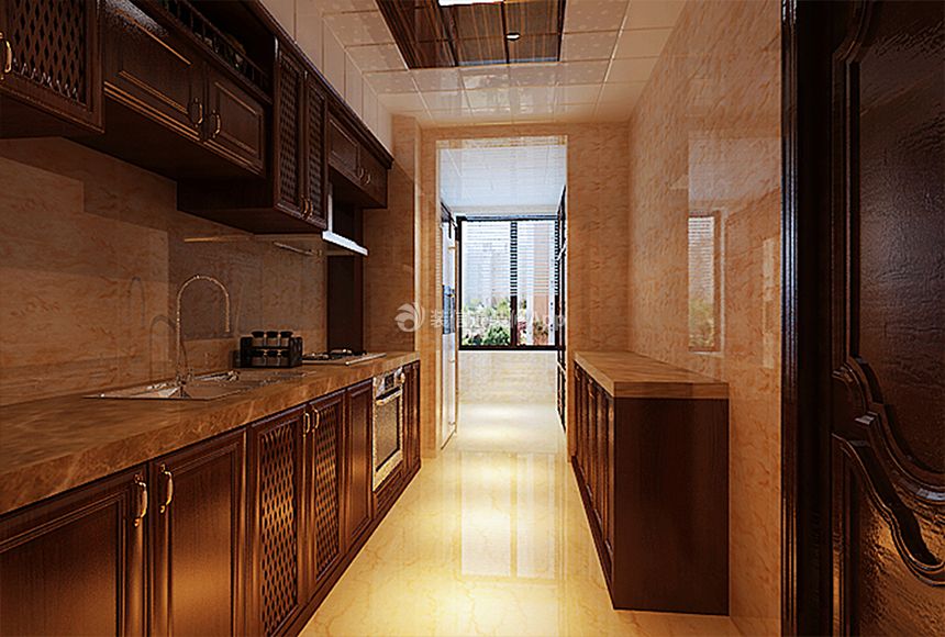 美式风格100平米三居室厨房装饰效果图