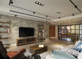 混搭风格140平米平层客厅实木电视柜设计图片