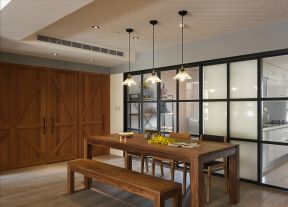 混搭风格140平米平层餐厅实木餐桌设计图片
