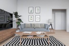 北欧风格89平方米两居室客厅布艺沙发装饰图片