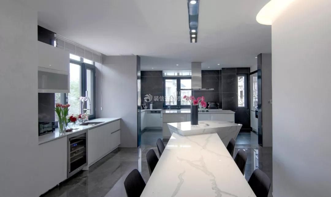 现代风格1100平米双拼别墅厨房吧台设计图片