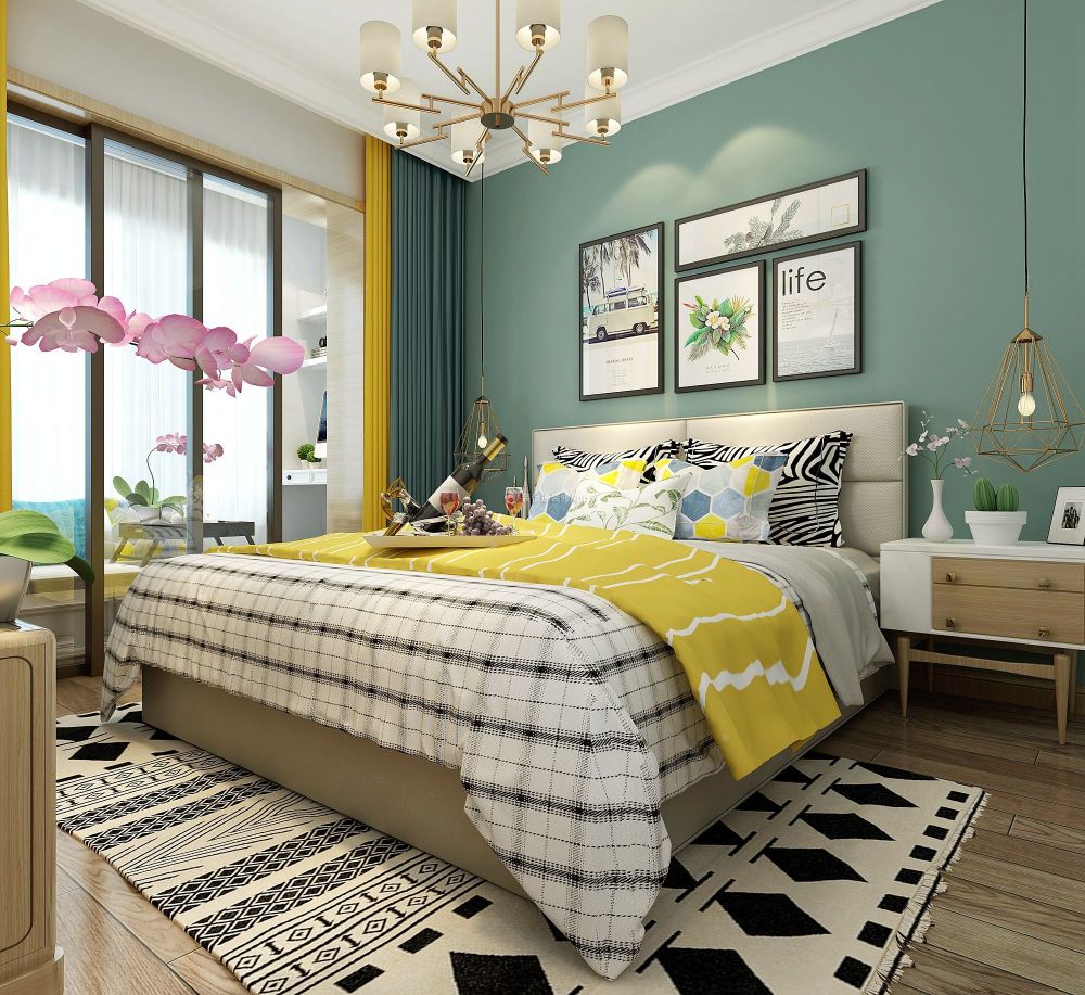 现代北欧风格123平米二居室卧室装修效果图
