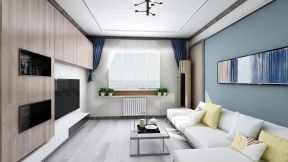 87平米现代风格二居室客厅沙发墙装修效果图