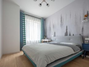 123平米欧式风格卧室床头背景墙设计装修效果图
