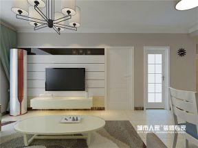 97平米现代简约风格两居室客厅黑白电视墙装修效果图