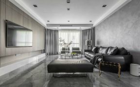 149平米房子现代风格客厅真皮沙发装修图 
