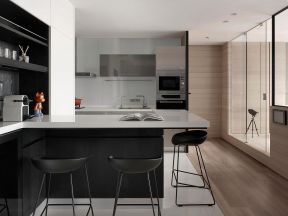 2020家庭厨房吧台装修效果图 2020开放式厨房吧台设计