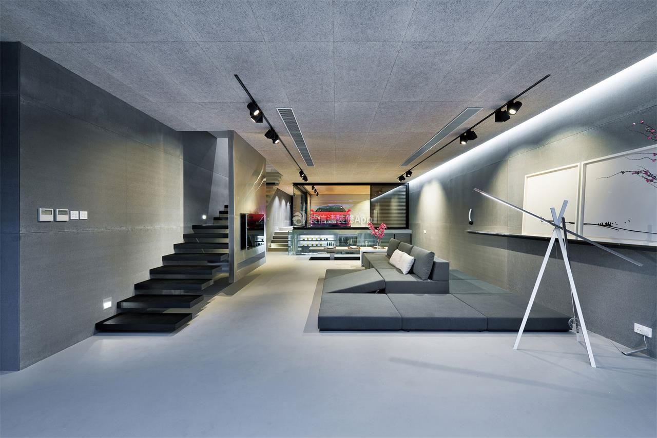 别墅新房客厅创意灰色沙发装修效果图 