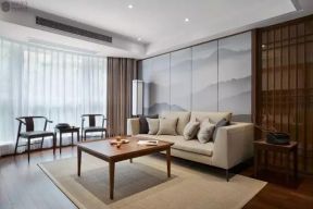 140平米新中式三居室住宅客厅沙发墙设计图片
