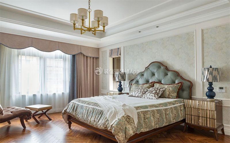 简美式风格245平米复式卧室床头柜设计图片