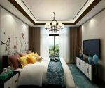 新中式风格126平米三居室卧室吊顶设计效果图