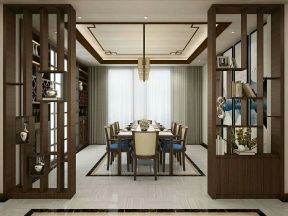 新中式风格126平米三居室餐厅隔断设计效果图