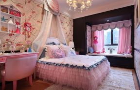 样板房室内儿童卧室粉色装修设计效果图