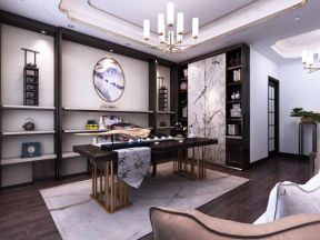 新中式风格197平米三居室书房书桌设计效果图